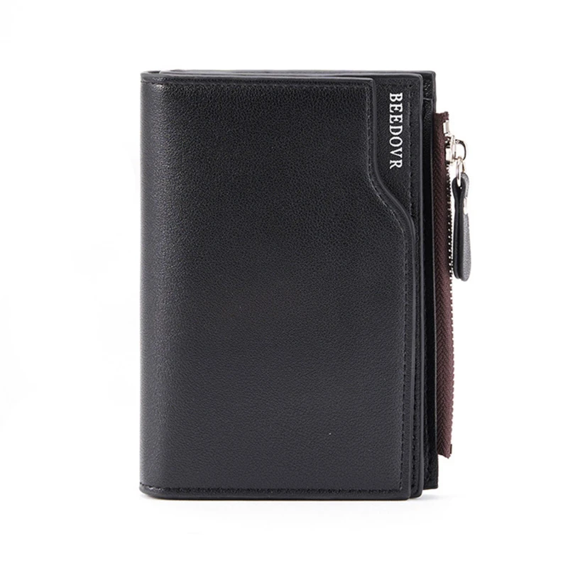 Vintage Men PU Leather Wallet Short Slim Male Purses Money Credit Card Holders with Zipper Men Wallet Money Bag