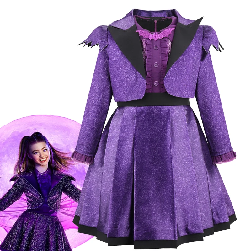 2025 nueva llegada niño púrpura adolescente vampiro disfraz de Halloween niñas Vampirina Vee Hauntley Cosplay