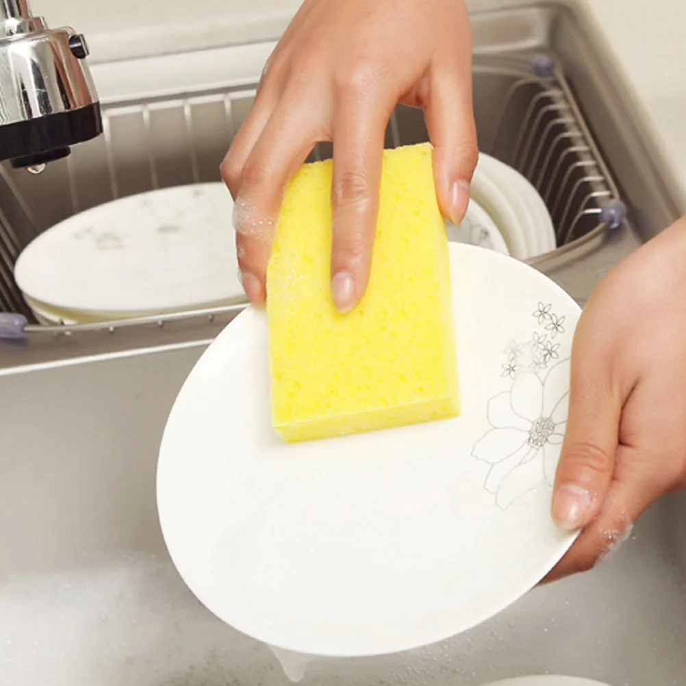 

6pcs Non Scratch Cleaning Sponge Dishwashing Scrubber Pads Strong Decontamination Water Absorption Kitchen Helper Practical Use