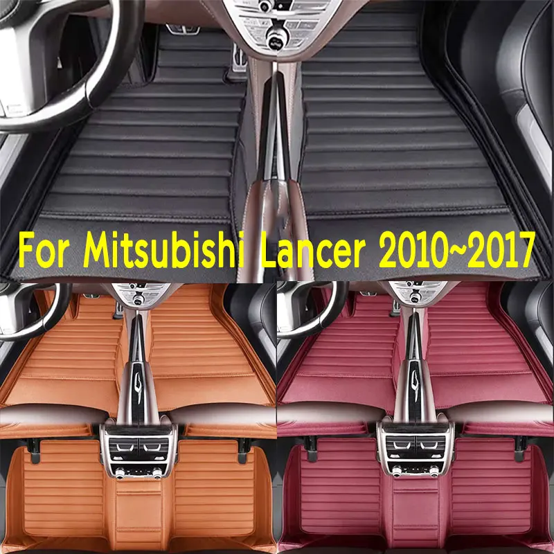 Tapis de sol de voiture adaptés à Mitsubishi Lancer 2010~2017, antidérapants et résistants à l'usure, en cuir PU pour l'intérieur de la voiture