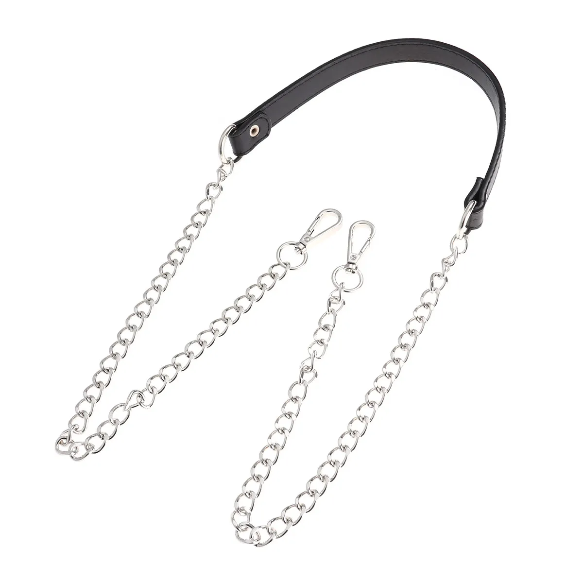 Chain for Woman Bags PU Accessory Metal Total Length 120cm 2 Buckles Silver Black Practical Bag Chain for Evening