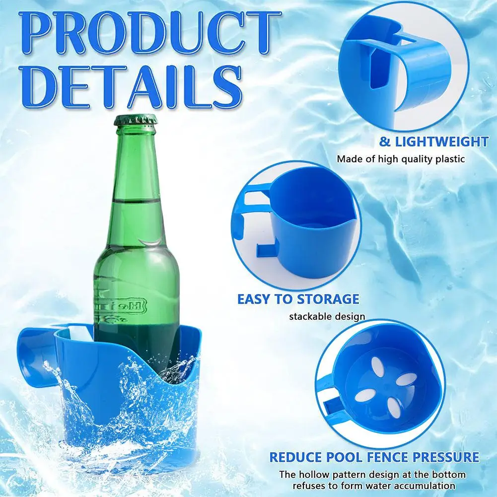 

4pcs Swimming Pool Cup Holder Storage Rack Swimming Pool Cup Soap Beverage Beer Hand Holder Hanger L3m8