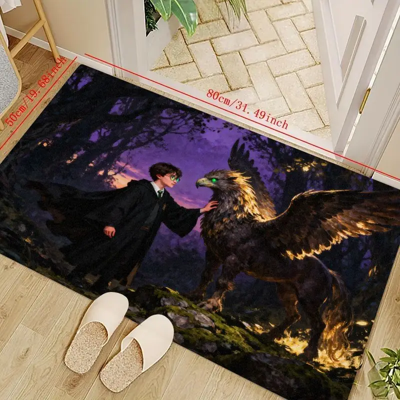 

1 шт. коврик для пола «Гарри Поттер и Buckbeak Magic Creature», коврик для зоны волшебного мира по фэнтези-причуда, нескользящий коврик с ярким 3D-принтом