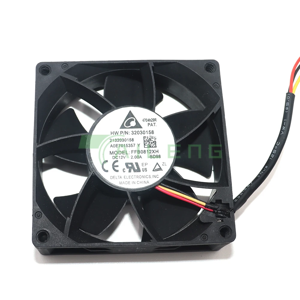 FFB0812XH 80mm Fan 12V 2.0A 9000RPM 92.7CFM High Speed Axial Cooling Fan 80x80x25mm 8025 Forced Pressure Fan Server Industrial
