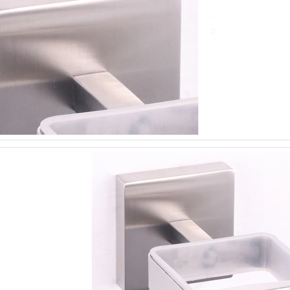 

304 Stainless Steel Soap Holder Wall Mount Brushed Texture Bathroom Soap Dish Tray Rack Sponge Storage Wall Mount Soup Holder