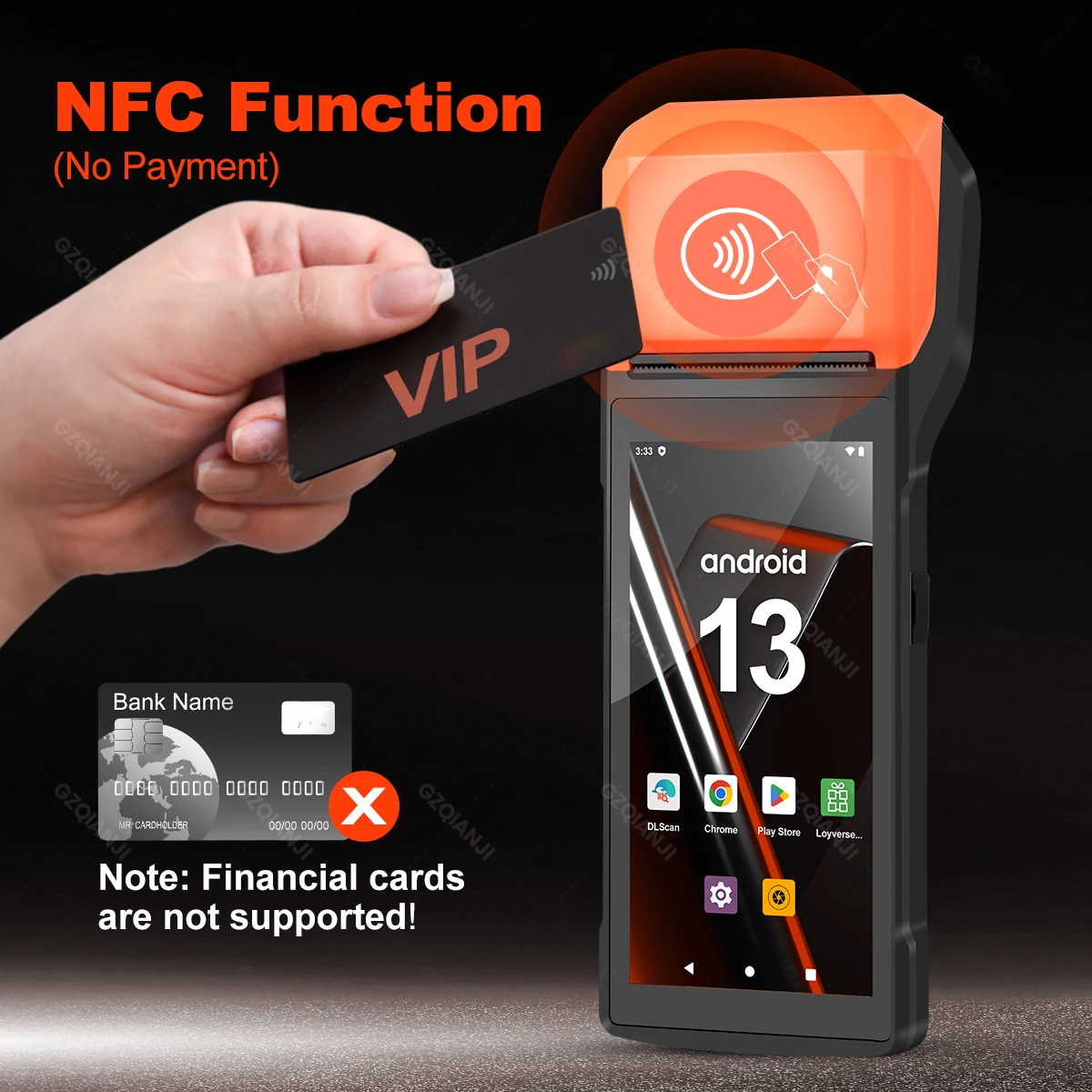 Android 13 5.5 Inch 2D QR Barcode Scanner POS PDA Terminal Handheld Bar code Reader with Thermal Printer All in One for Business