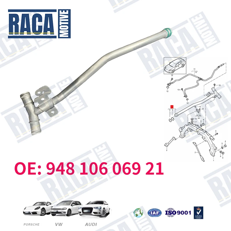 

For Porsche Cayenne 92A Panamera 970 Engine Water Coolant Pipe 94810606921 948 106 069 21