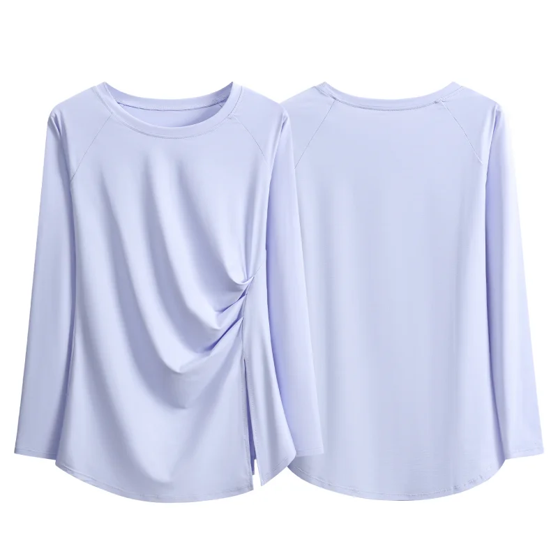 

DRUR 2026, женская рубашка для йоги с запахом и разрезом по бокам, с круглым вырезом и рюшами, модный топ для тренировок для пилатеса, танцев, тренажерного зала, йоги