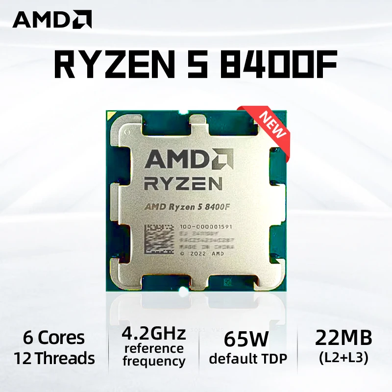 Új AMD ryzen 5 8400F Új R–5 8400F 6 cores 12 threads 4.2ghz  asztali Időréscsatoló  aljzat AM5 CPU Játék processo krásy nincs Drukker