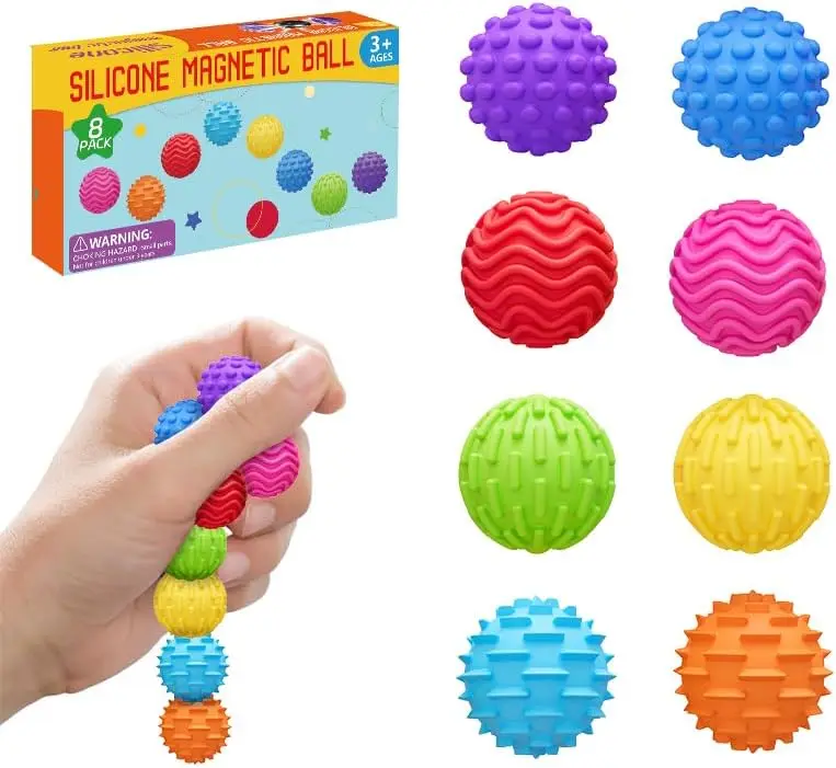 

Набор из 8 магнитных силиконовых сенсорных шариков-антистресс для снятия напряжения для взрослых, детей, для использования в классе и в путешествиях