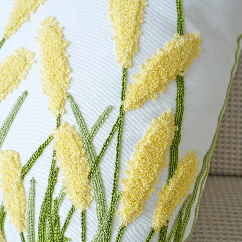 45X45CM Plant Embroidery Throw Pillow Cover Nordic Fresh  Stamping Waist Cushion Cover Decor Home Decorative Pillowcase