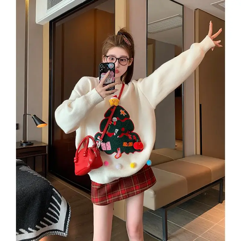 

Cisas Sweater Women's round Ne Heavy Work Inner Wear Knitted irt Loose Fit Long Sve Regular Length Casual Sle