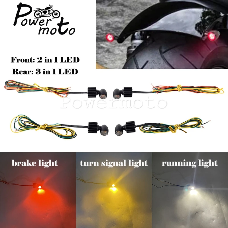 For Harley Dyna Sportster 3 in 1 Tiny Tail Brake Light Front Daytime Running Light Super Mini Blinker Flashing Turn Signal Light