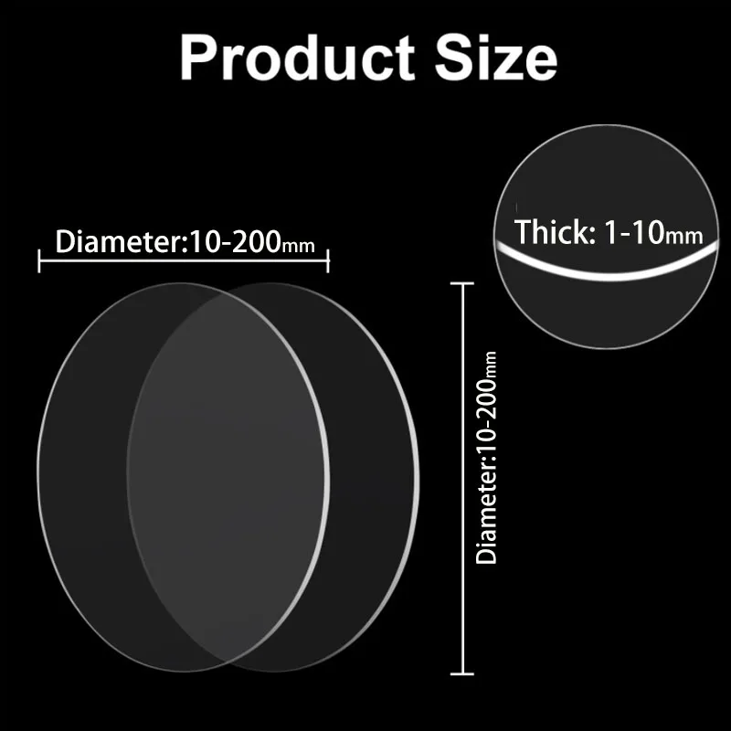Transparent Acrylic Discs Board Round Organic Glass Plastic Sheet Dia 10~100mm Plexiglass Plastic Circular Plate