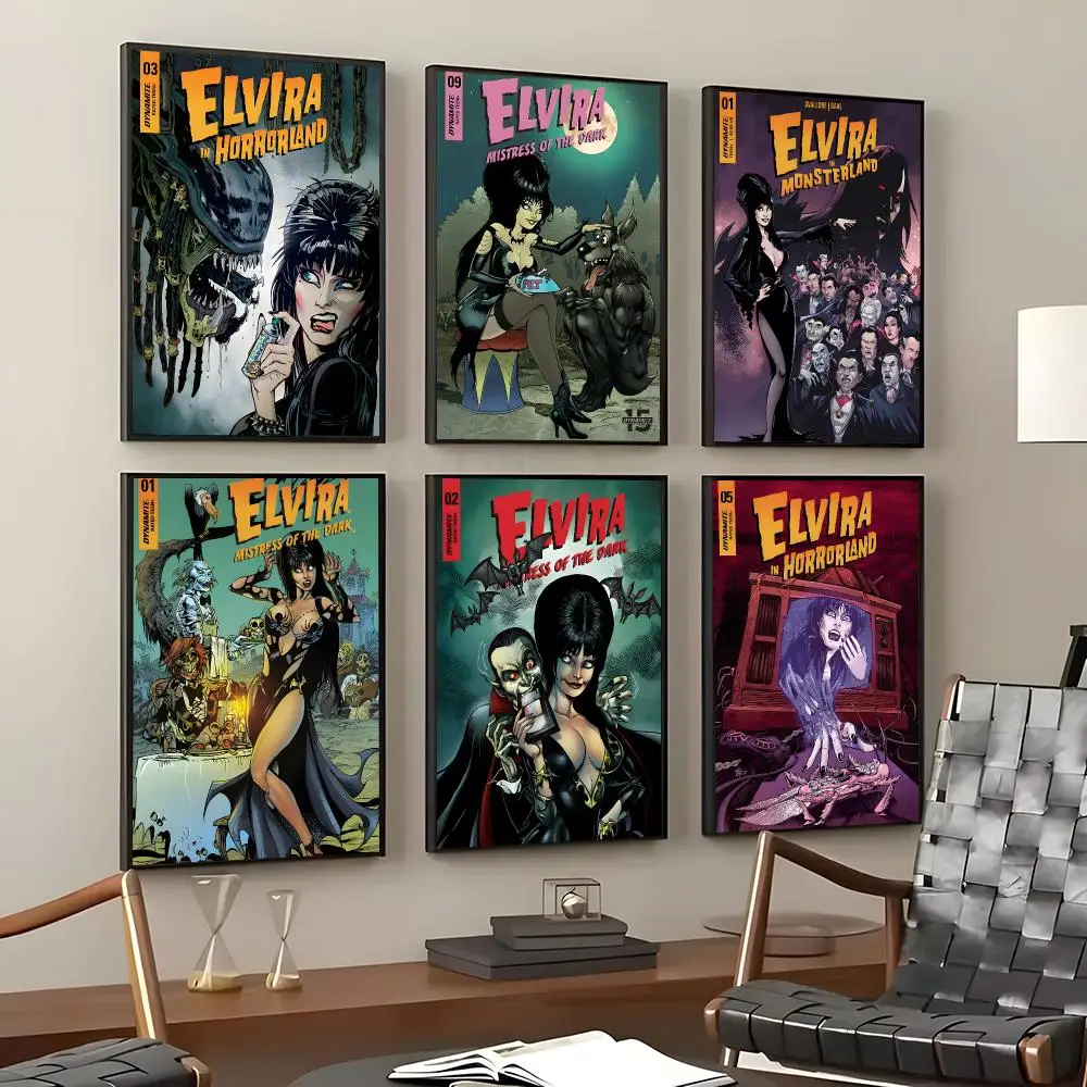 Movie Elvira: Mistress of the Dark Poster Self-Adhesive Waterproof Wall Stickers, Coffee Bar Home Wall Decor