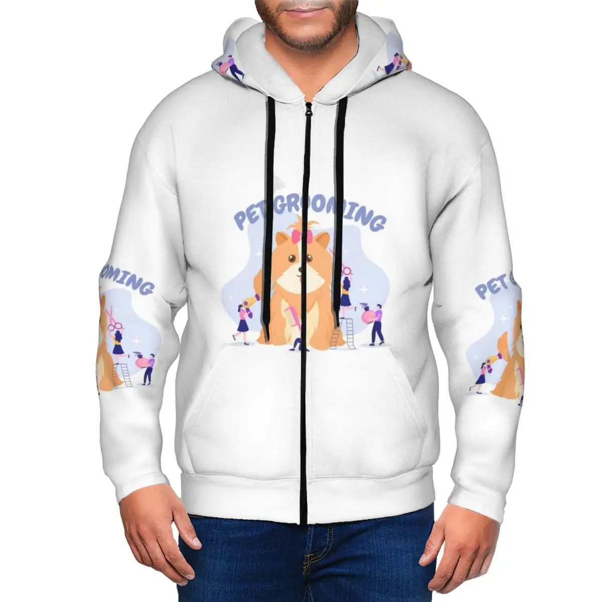 Pet Grooming For Dogs And Cats Zipper Hoodie Harajuku Pullover Autumn Winter Men Women Sweatshirts Long Sleeve Tops