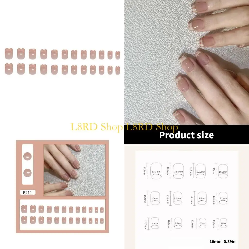 

L8RD 24 PCS Французский наконечник False Gnile Glossy Tap на ногтевой палочке на ногте