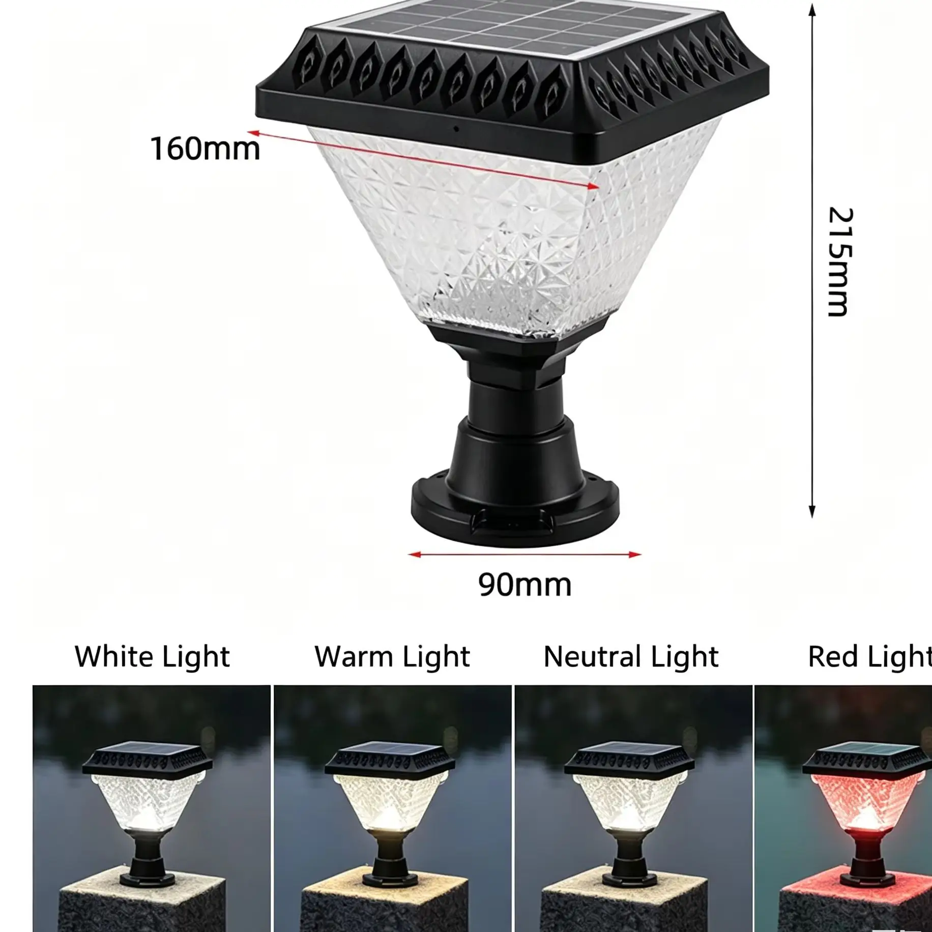 Solar Outdoor Post And Wall Light for Gate And Fence Wireless Solar-Powered Lighting for Outdoor Security Lighting