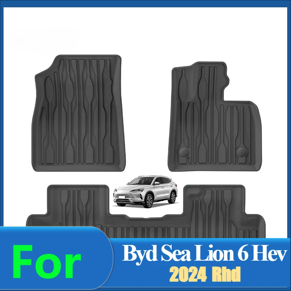 New Arrival TPE 3D Car Floor Mats,Waterproof and Dustproof,Suitable for Byd Sea Lion 6 Hev 2024 Rhd,All-Season Black Interior