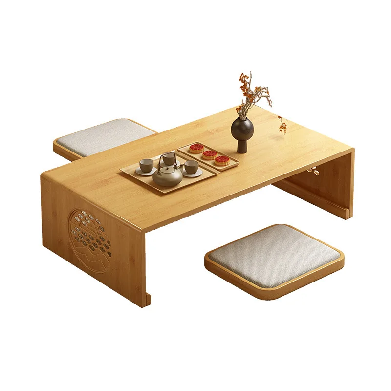 طاولات شاي يابانية قابلة للطي على الأرض من حصير التاتامي لـ Windowsill Zen طاولة طعام منخفضة المستوى وأثاث منزلي من الخيزران #6