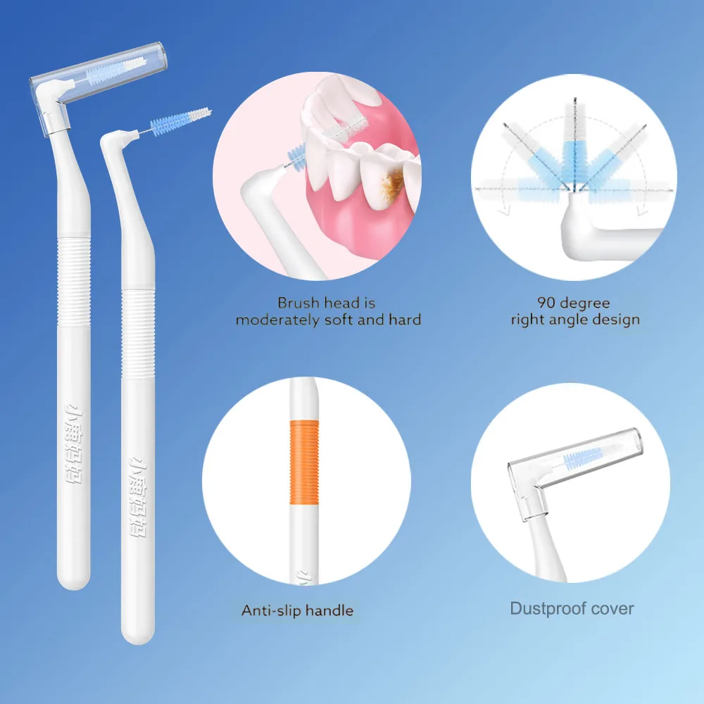Super Deer L-shaped Interdental Brush 10Pcs/Bag 0.6mm 0.7mm Size Bristles Teeth Gap Cleaning Brush Oral Care Tooth Floss