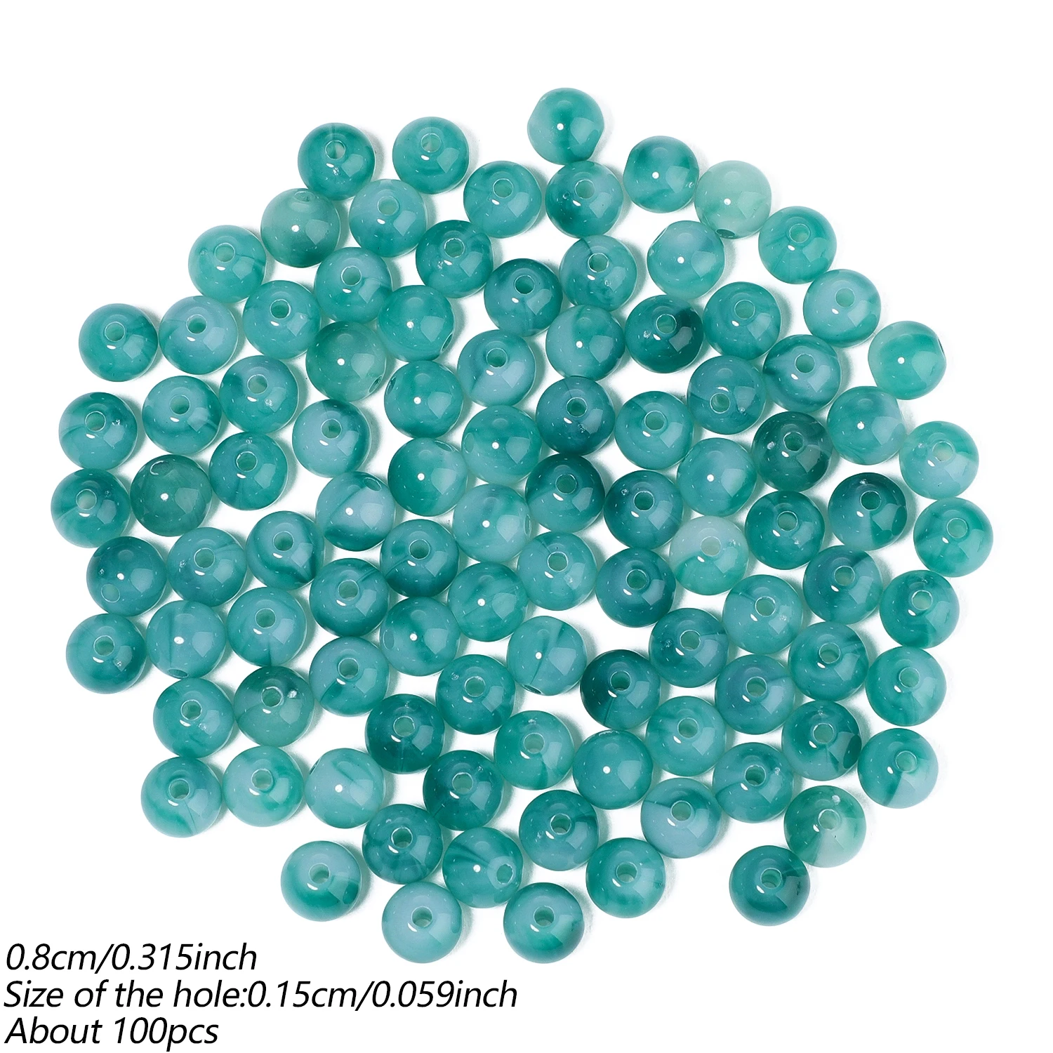 100 Stück 8mm Runde Acrylperlen Mehrfarbige Lose Abstandsperlen für DIY Ohrringe, Armbänder, Halsketten und Schmuckherstellung Zubehör – Detail 6
