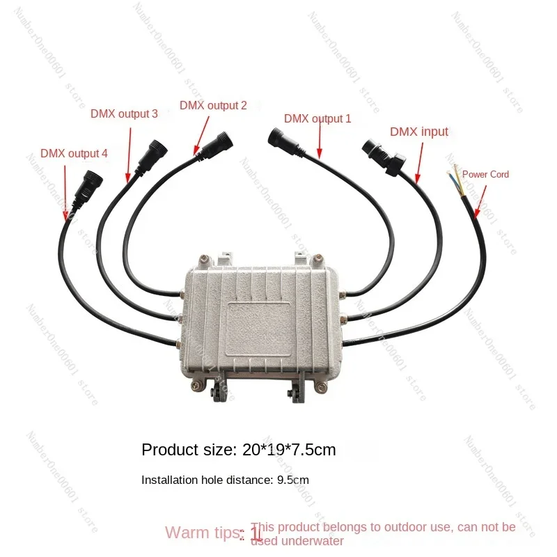 Waterproof 4-Way Signal Amplifier Outdoor Stage Light DMX512 Amplifier Outdoor Waterproof Beam Light Signal