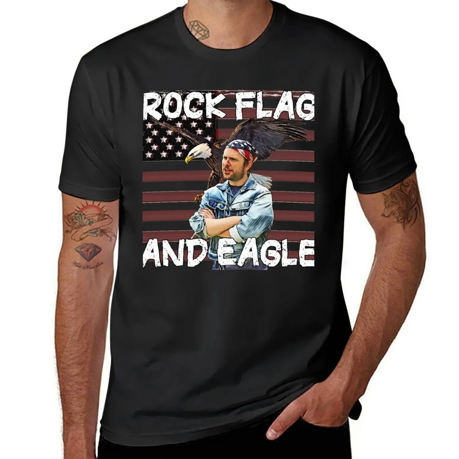

Rock Flag and Eagle T-Shirt summer clothes customizeds summer top blanks mens cotton t shirts
