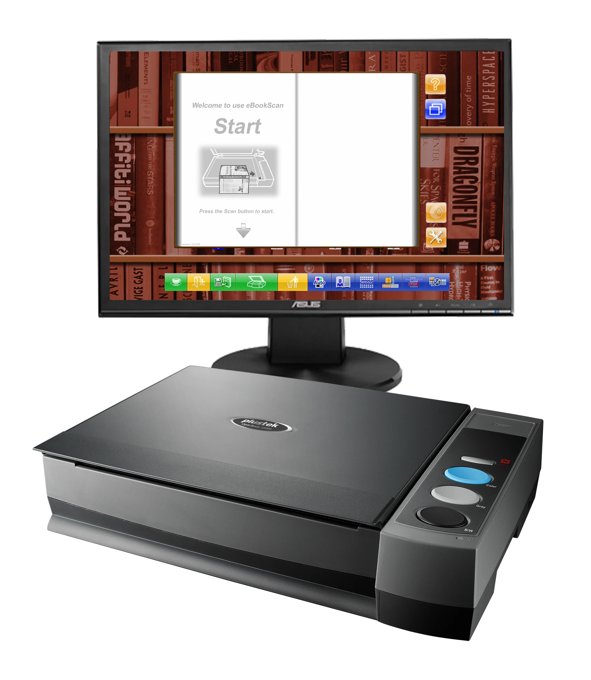 Plustek OpticBook 3800L eBookScan - CCD Sensor Book Scanner Bundle Intuitive Software, 6mm Book Edge Design, for Windows 7/8/10