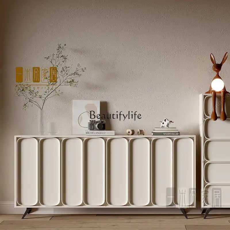 

French Cream Style Meal Side Simple Entrance Cabinet White Multifunctional Locker