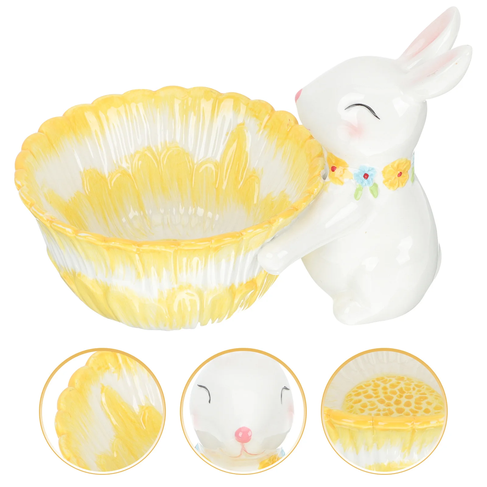 

Tabletop Rabbit Basket Adornment Premium Material Easter Decoration for Yard Party Favor Gift and Teaching Prop Use