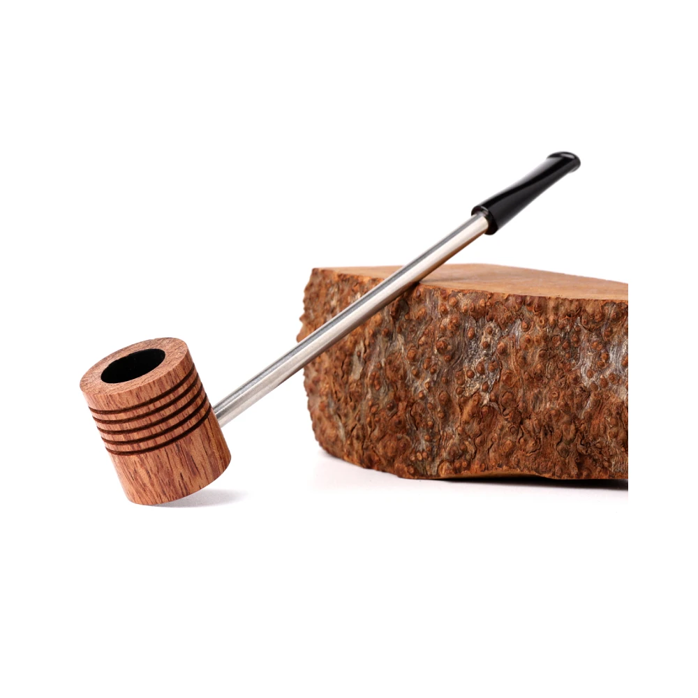 Handmade Bubinga Wood Popeye Linear Straight Grain Smoking Pipe Wax Polished Finish Filter-Free Tobacco Pipe