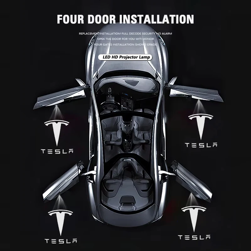 Lampes de projecteur pour porte de voiture, 2 pièces, lumières de bienvenue, accessoires pour Tesla modèle 3 Highland 2023 modèle S modèle X modèle Y