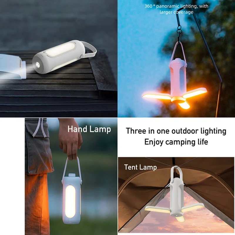 USB Portable Camping Light Stepless Dimming LED Lamp For Hiking Fishing Emergency Lighting A