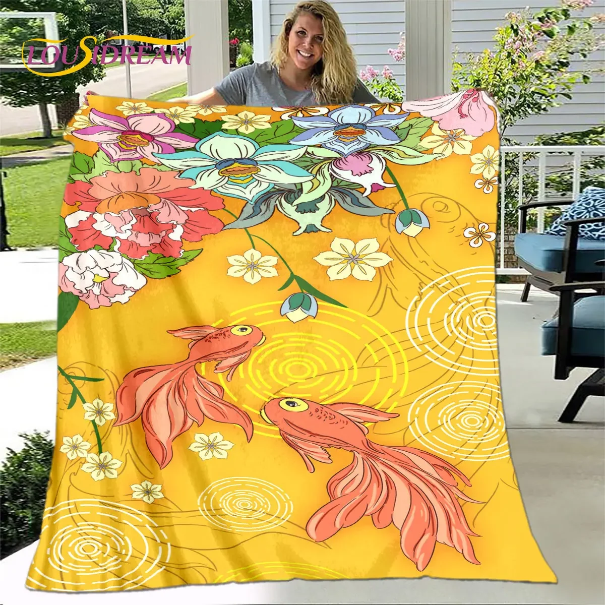 3D Classical Chinese Style  Blanket,Flannel Blanket Throw Blanket,Warm Blanket for Home Living Room Bedroom Beds Sofa Picnic Kid