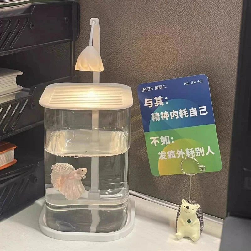 

Мини-квадратный ледяной синий аквариум Бетта с волшебным орнаментом для девочек, настольное украшение в виде акваскейпа, подарок на день Святого Валентина для пар