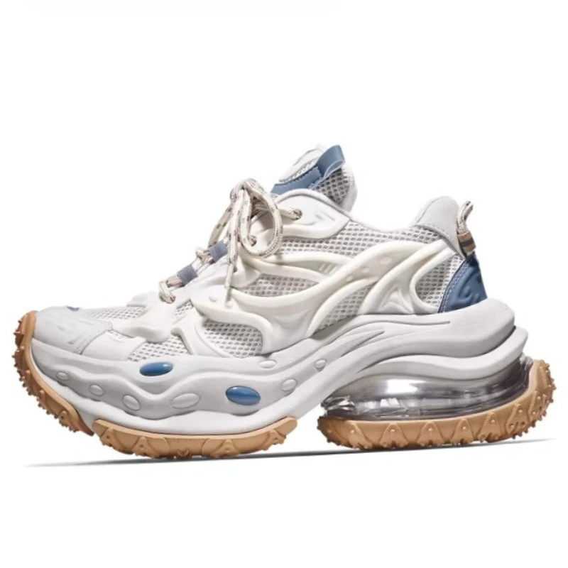 Thick Bottom White Daddy Shoes for Women's and Men's Chunky Sneakers Street-style Height-increasing Casual Sports Shoes Couple's