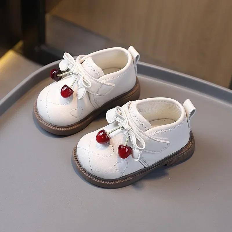 

Toddler Girls Flat Shoes Round Toes Non-slip Baby Leather Shoes Soft 2025 New Fashion Kids Walking Shoes Simple Bows Size 15-25