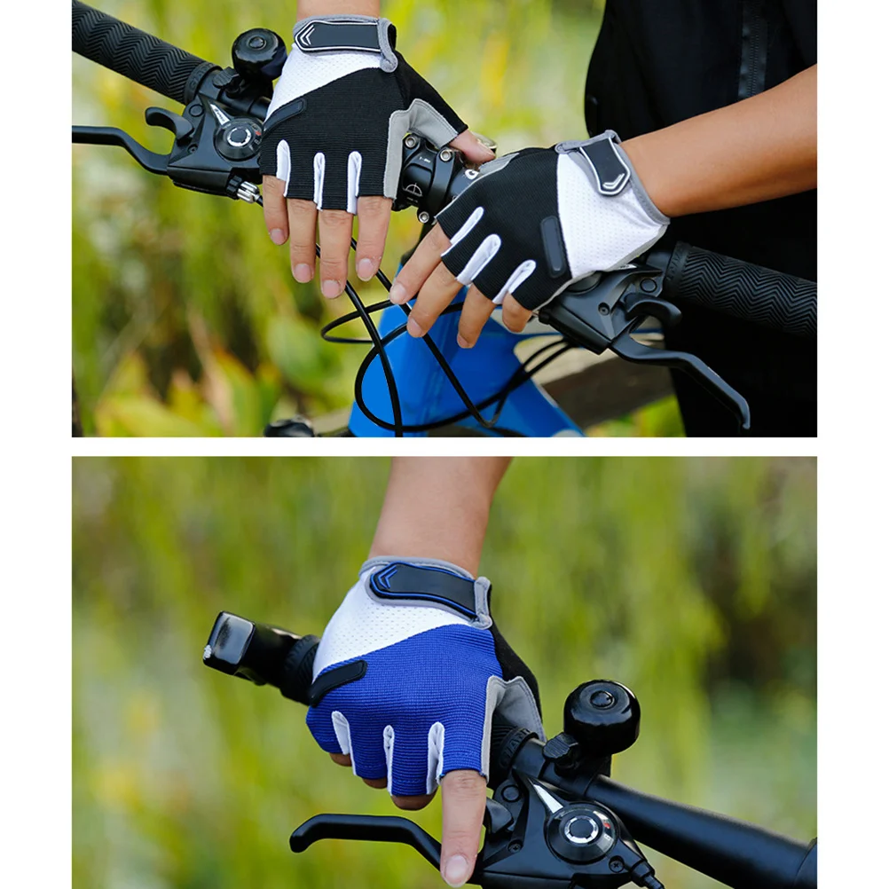 1Pair Skid Resistance Breathable Gloves Half Finger Cycling Mitts Shockproof Anti Sweat Durable Easy Wear L