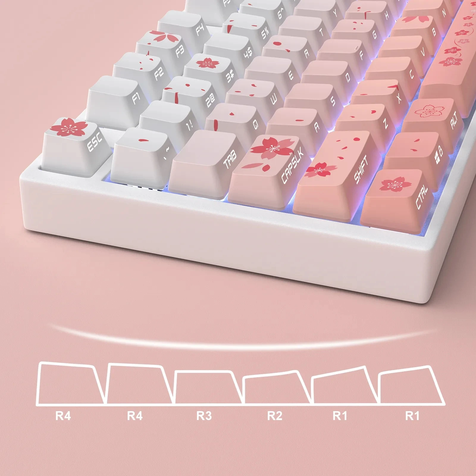 Double Shot pbt Keycaps 134 Key Sakura Custom Keycap Set Dye Sub Side-lit Backlight Keycap For MX Switch Mechanical Keyboard Cap