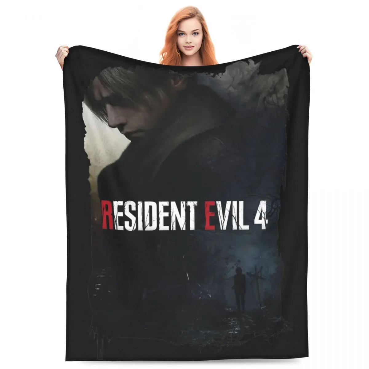 Resident Evils 4 Leon Kennedy Merchandise Blanket Fleece Home RE4 Games Throw Blankets Cozy Lightweight for Office Quilt