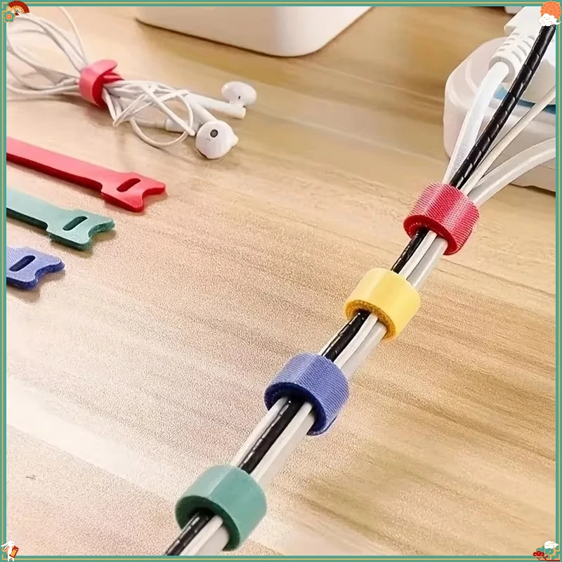 Reusable Hook and Loop Cable Ties Fastening Straps Multi-Purpose Wire Organizers for Computer/TV/Electronic Devices