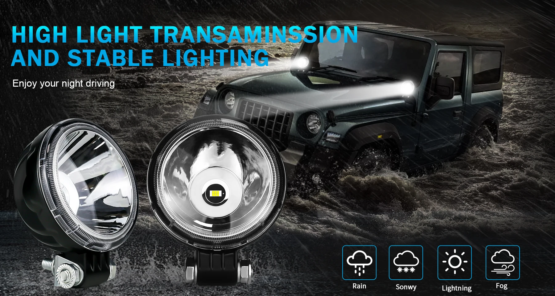 Lupuauto 3 zoll Led Arbeit Licht Offroad Runde Scheinwerfer Licht 12V 24V 4x4 Offroad Nebel lichter Für Motorrad Auto ATV Rennen Schmutz – Detail 1