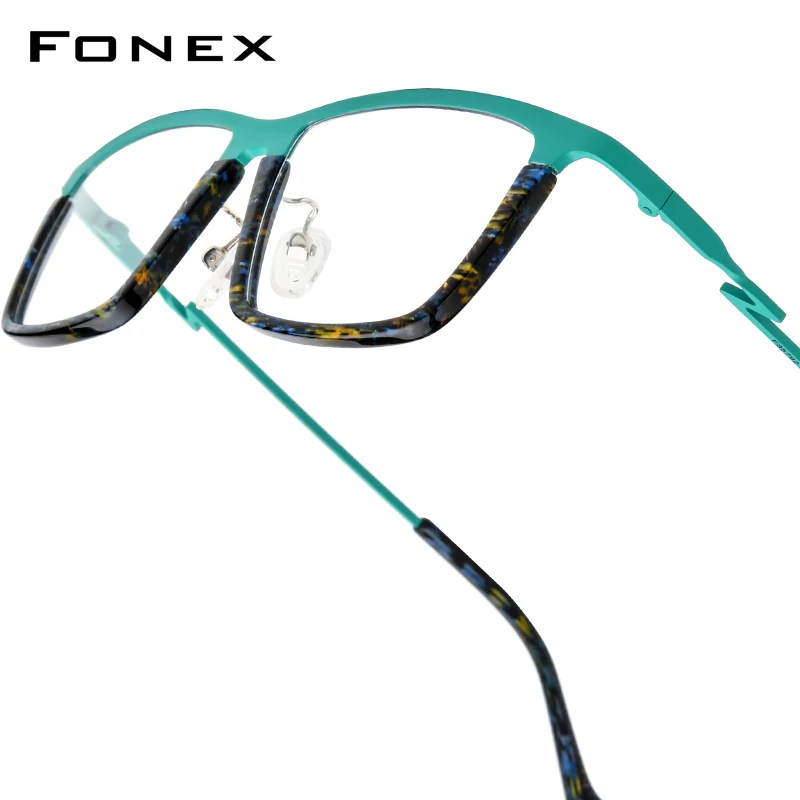 

FONEX Acetate Titanium Eyeglasses Frame Men New Fashion Brand Design Square Glasses Japanese Handmade High Quality Eyewear 85792