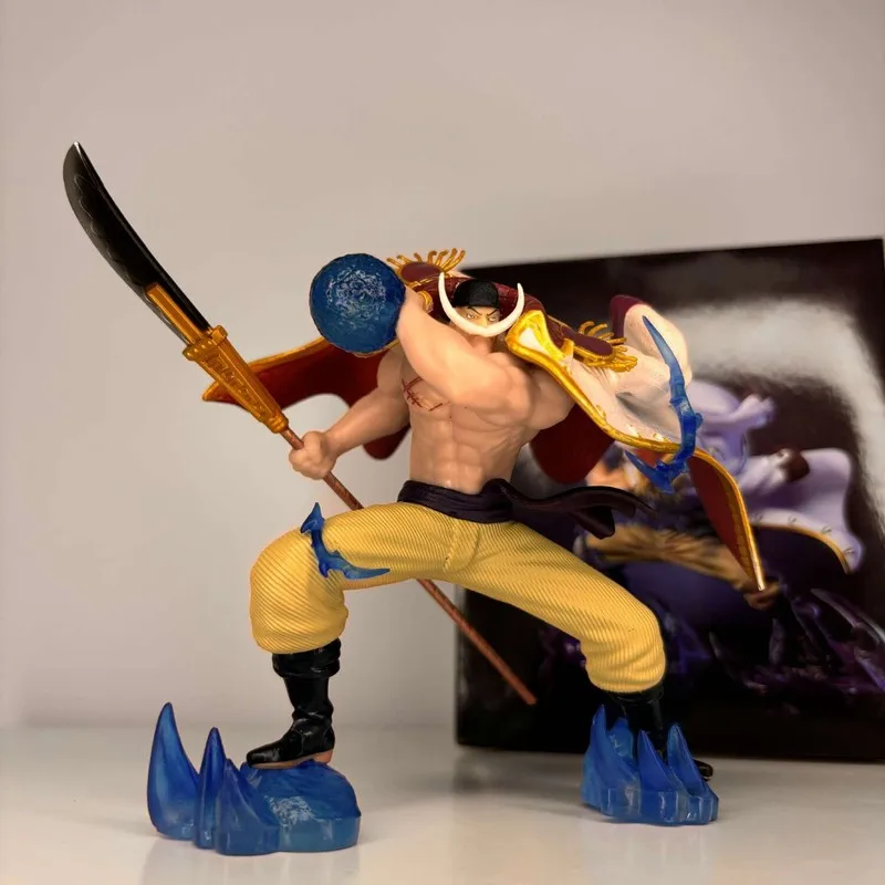 Figura de One Piece, Barba Blanca en Batalla, Hecha a Mano, con Sombrero de Paja, Modelo de Adorno Coleccionable, Regalo