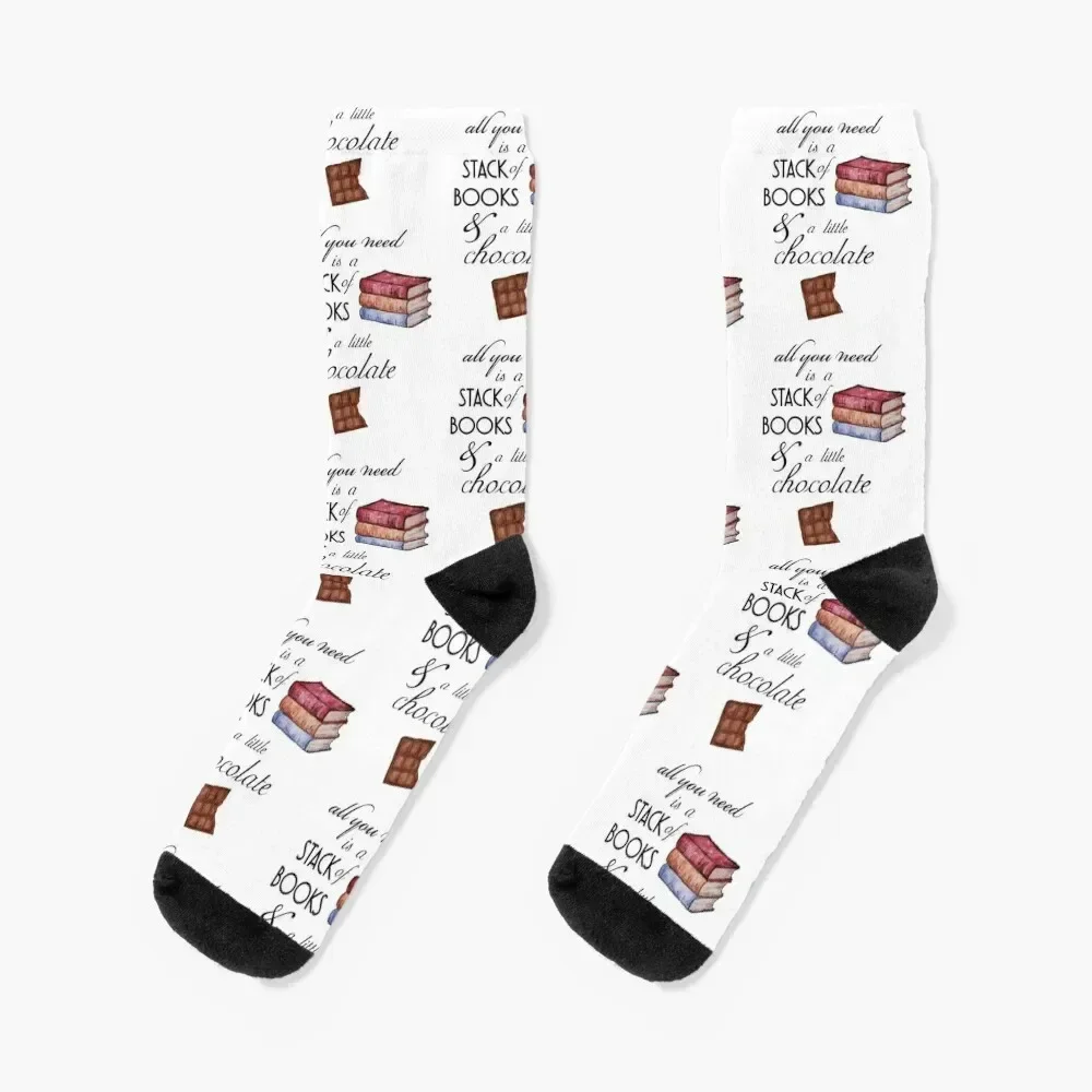 Books and Chocolate All You Need Socks Men's funny gift Run gifts Mens Socks Women's