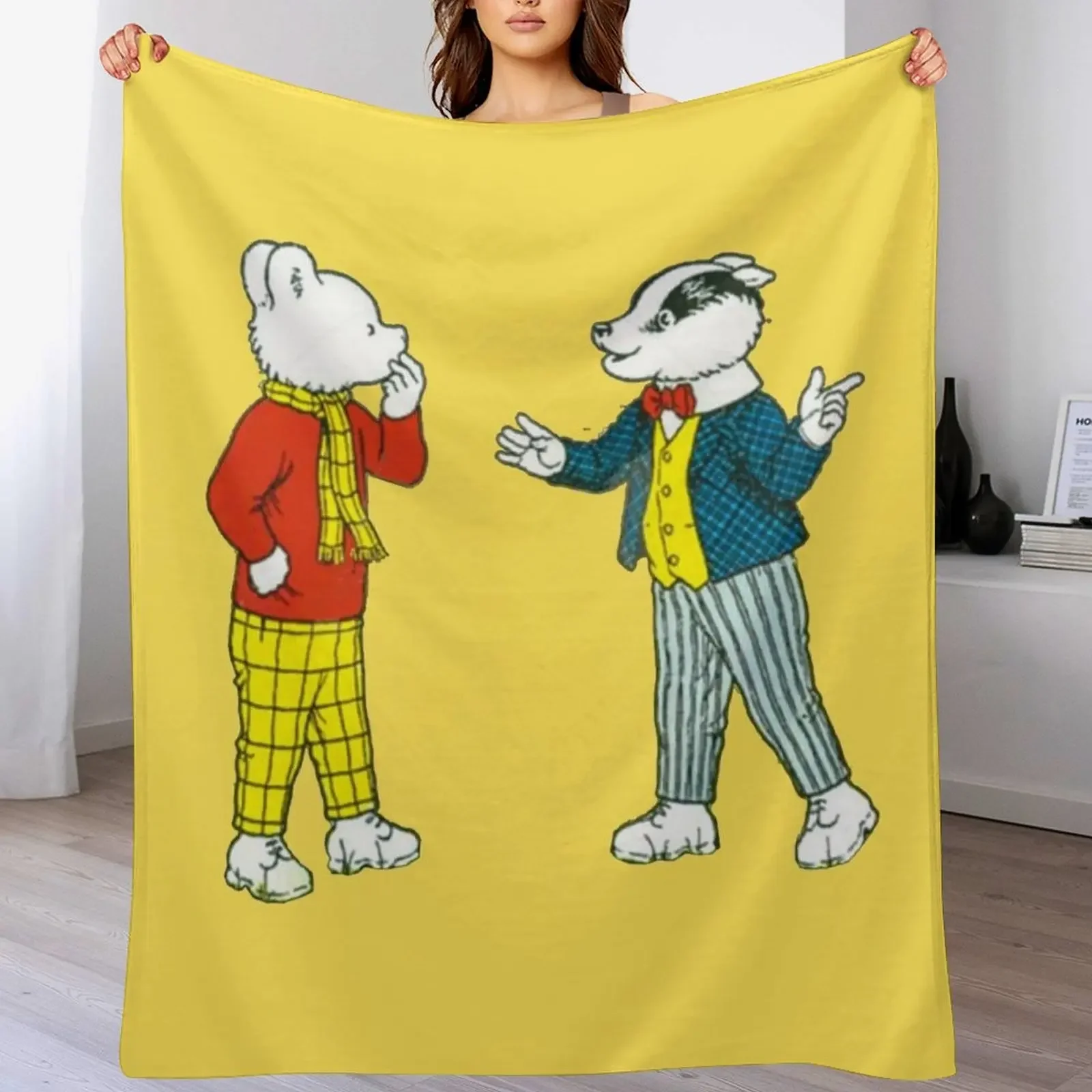 

Rupert bear and bill badger Throw Blanket Cute Thermal blankets ands Bed linens Blankets