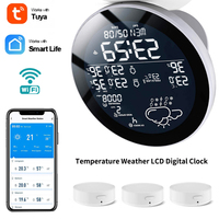 Tuya Smart WiFi Weather Station, Indoor and Outdoor Intelligent Thermometer, Wireless Sensor, Hygrometer,  Alarm Clock