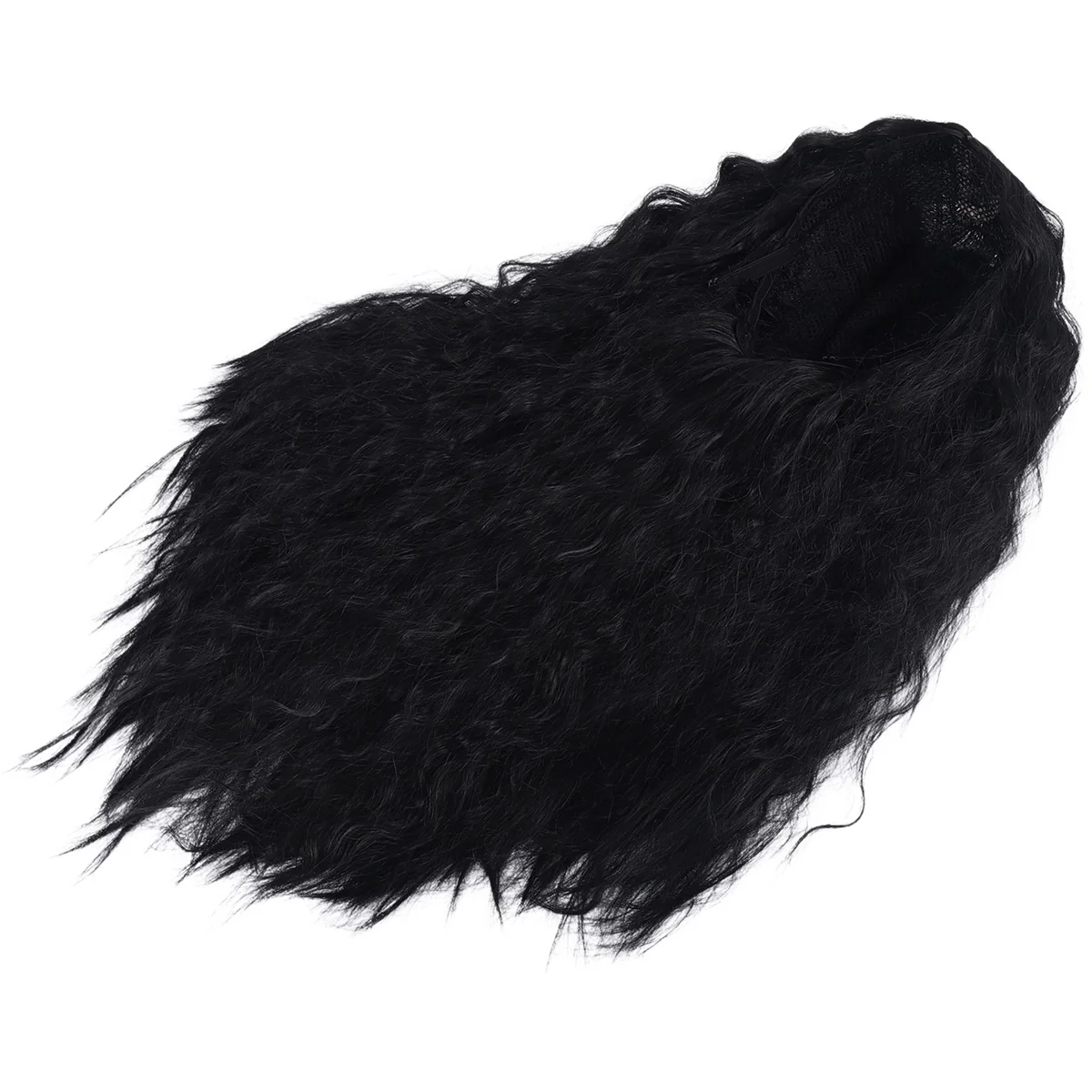 Matte Black Medium-Parted Long Curly Hair High-Temperature Silk Wig African Small Curly Afro Pom Hairstyle for Daily