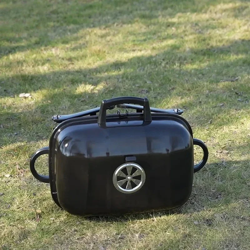 Portable Charcoal BBQ Grill Small Outdoor Camping Barbecue Fire Pit Stove for Picnic Field Cooking Tea Making Household Use